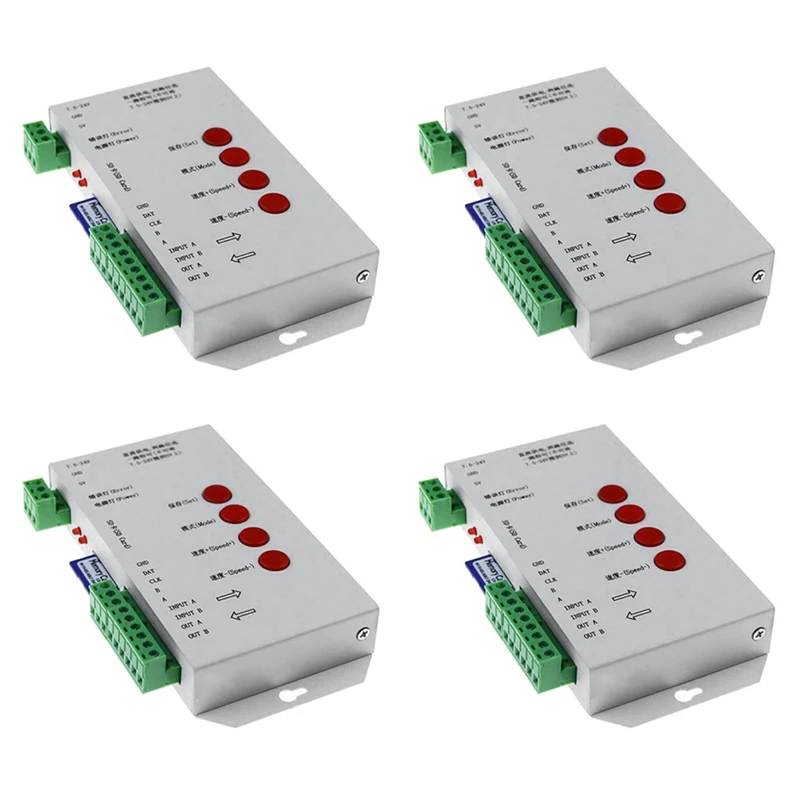 4X RGB LED Kontrolieris T1000S SD Kartes 2048Pixels Kontrolieris WS2801 WS2811 WS2812B SK6812 LPD6803 DC5-24V
