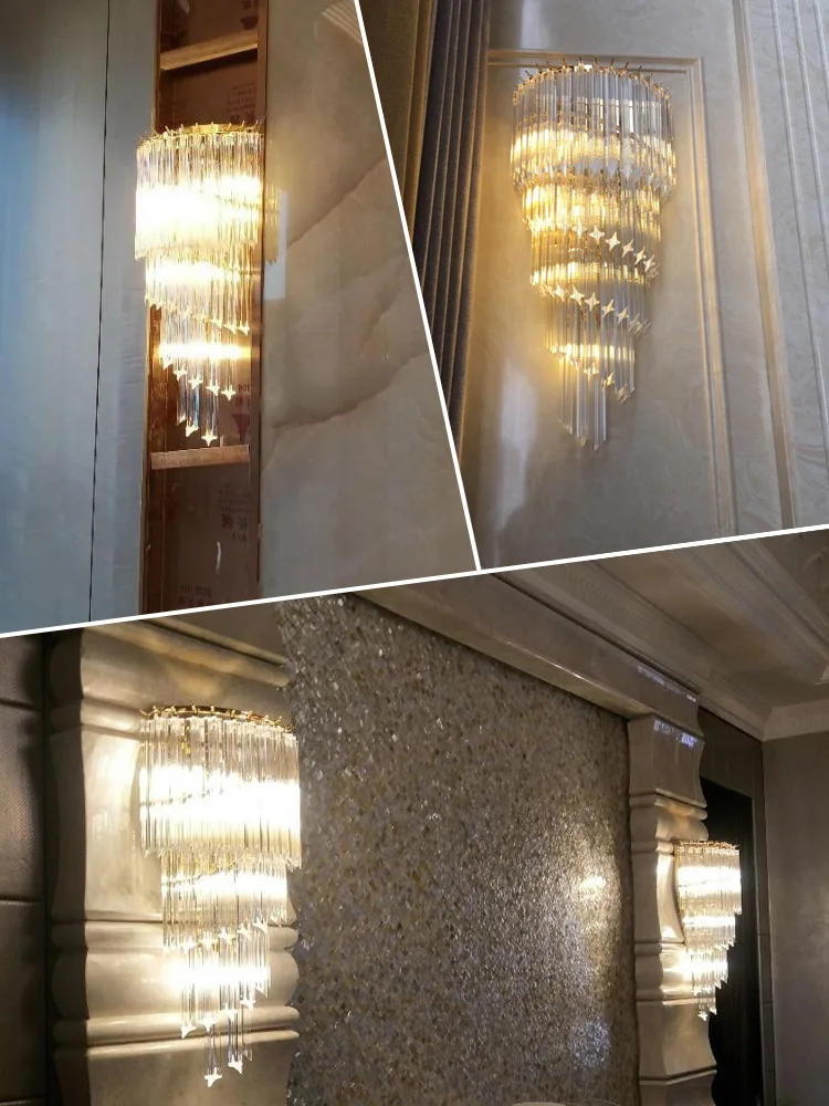 Kristāla Sienas Lampas Dzīves Telpa Zāle Guļamistabas Loft Hotel Iekštelpu Mājas Mūsdienu Zelta Luksusa Dekors LED Sienas Sconce Apgaismojuma Armatūra