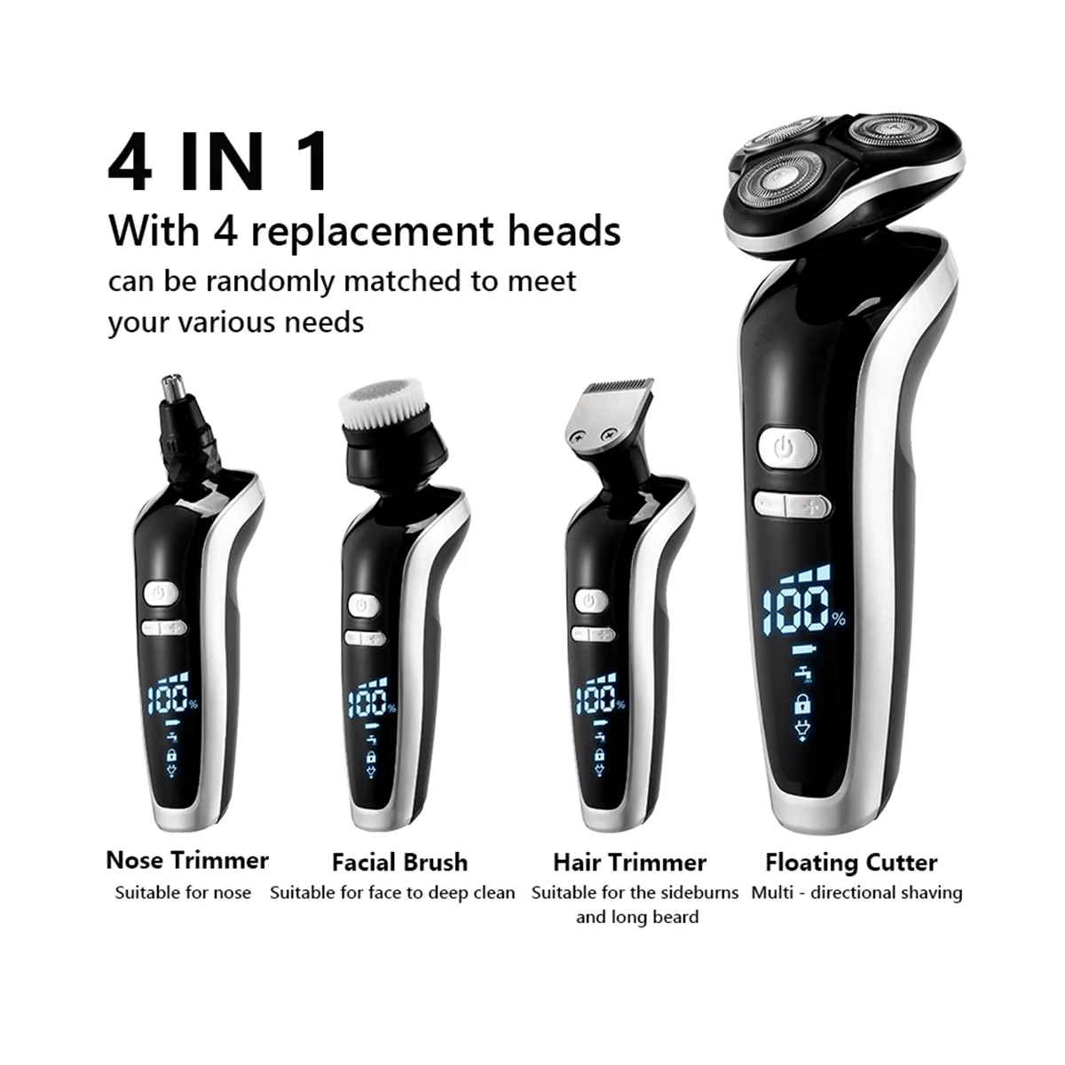 Vīriešu Elektriskais Skuveklis 4D Elektrisko Bārdas Trimmeris USB Lādējamu Profesionālo Matu Clipper Hair Clipper Pieaugušo Skūšanās Vīriešiem