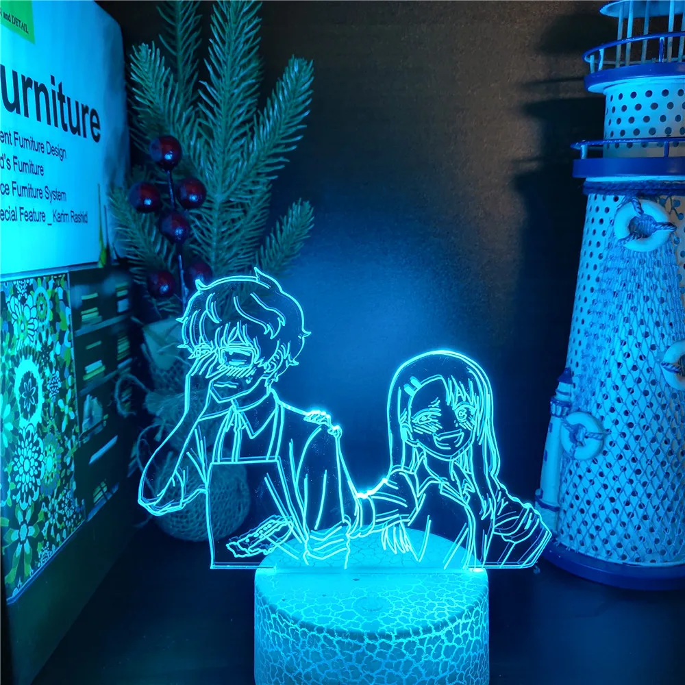 Nav Rotaļlieta ar Mani Garām Nagatoro Kauslis Senpai 3D Lampas Anime Led Nakts Gaisma Bērniem Guļamistaba Dekori Galda Lampa Manga Lamparas Dāvanu