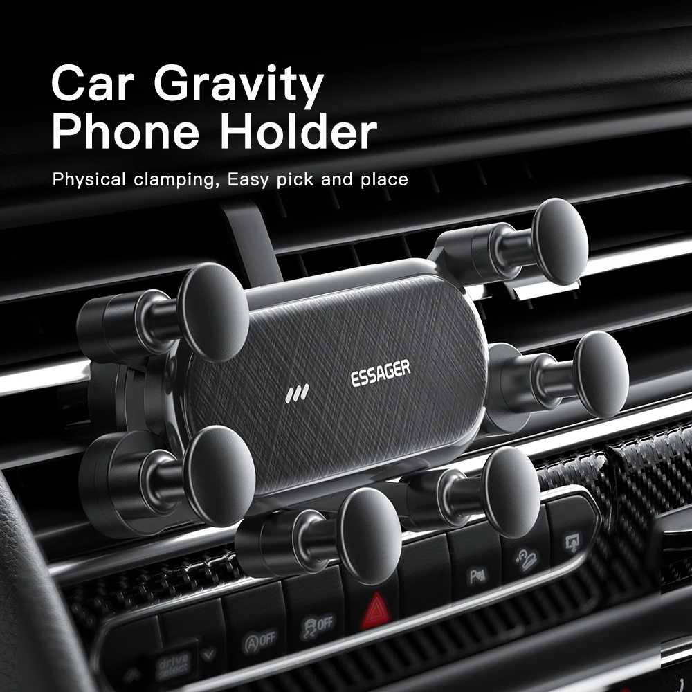 Essager Gravitācijas Auto Telefona Turētājs Gaisa Vent Mount Clip Mobilo Šūnu Telefonu Stāv Auto GPS Atbalsts iPhone 14 13 12 Pro Xiaomi