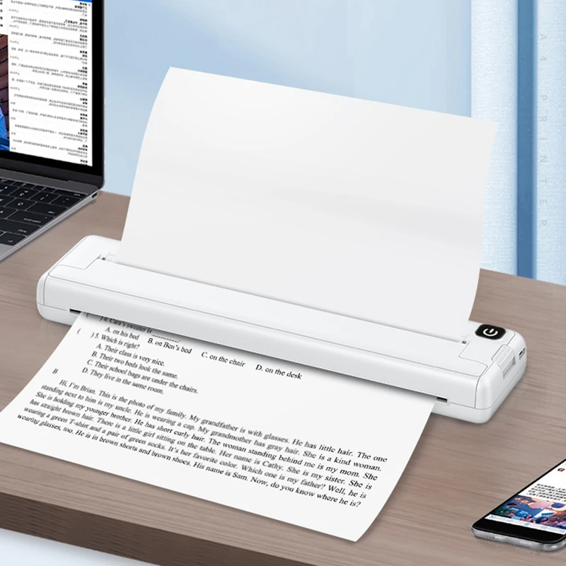 Bezvadu A4 Thermal Printer Inkless Kabatas Dokumentu Foto Printeris, Bluetooth Ceļojumu Printeris Piemērots Mājas