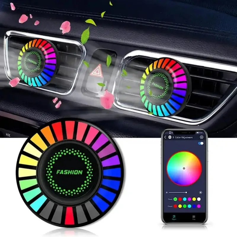 LED Pikaps Atmosfēru Gaismas RGB LED Lentes Aromātu Rotā Automašīnas Gaisa Atsvaidzinātājs Skaņas Kontrole Balss APP Kontroles Mūzikas Ritmu Gaismas