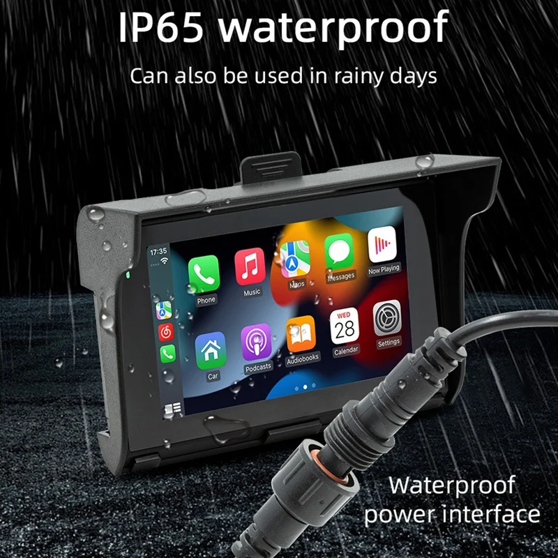 5 Collu Portatīvo Motociklu LCD Displejs Bezvadu Carplay Android Auto IP65 Waterproof Motociklu Ekrāns